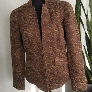 Coldwater Creek Vintage Tapestry Brown/Gold Blazer Jacket